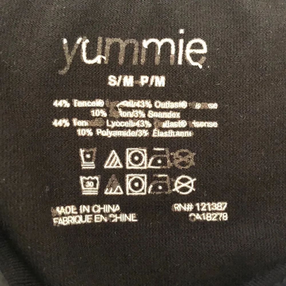 Yummie Black Full Coverage Sports Bra Sz S/M